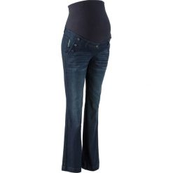Dżinsy ciążowe ze stretchem, Bootcut bonprix ciemnoniebieski "stone". Niebieskie boyfriendy damskie bonprix, moda ciążowa. Za 109,99 zł.