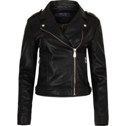 Kurtka skórzana Trussardi Jeans. Czarne kurtki damskie m, bez wzorów, z jeansu. Za 1649,00 zł.