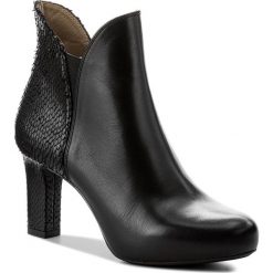 Botki UNISA - Nille Na Dr Black Napa Silk B. Czarne botki damskie na obcasie marki Unisa, ze skóry. W wyprzedaży za 369,00 zł.
