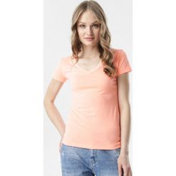 Pomarańczowy T-shirt Aegameda. Pomarańczowe bluzki damskie Born2be, s, bez wzorów, z dzianiny, bez kołnierzyka. Za 39,99 zł.