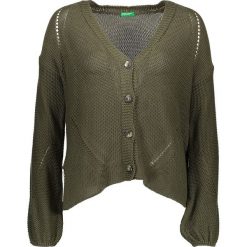 Kardigan w kolorze khaki. Brązowe kardigany damskie Benetton, s, bez wzorów, z bawełny, bez rękawów, bez kaptura. W wyprzedaży za 76,95 zł.