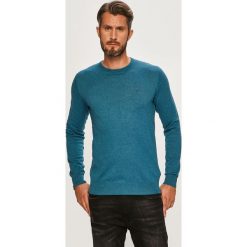 Wrangler - Sweter. Niebieskie swetry męskie Wrangler, s, bez wzorów, z bawełny, z okrągłym kołnierzem, bez kaptura. Za 199,90 zł.