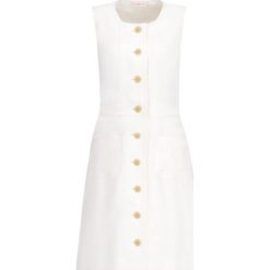 Sukienka letnia Tory Burch Linen Shift 53819. Białe sukienki damskie Tory Burch, na lato, bez wzorów, ze lnu, bez kołnierzyka, bez rękawów. W wyprzedaży za 769,00 zł.