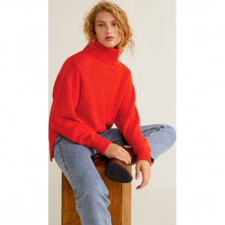 Mango - Sweter Halfen. Szare golfy damskie Mango, l, z dzianiny, z krótkim rękawem. Za 159,90 zł.