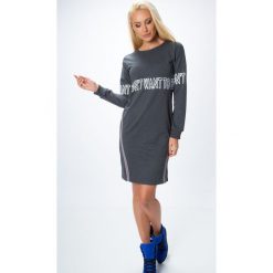Sukienki: Sukienka z napisami ciemnoszara 1464
