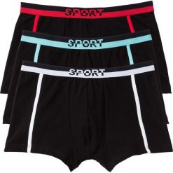 Bokserki (3 pary) bonprix czarno-kolorowy. Czarne bokserki męskie bonprix, bez wzorów. Za 50,97 zł.