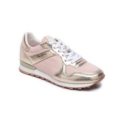 Sneakersy w kolorze biało-złotym. Żółte sneakersy damskie Melissa, Pepe Jeans, z materiału. W wyprzedaży za 139,95 zł.