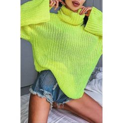 Sweter ANAIA LIME. Zielone bluzy damskie IVET, bez wzorów, z dzianiny, bez rękawów, bez kaptura. W wyprzedaży za 69,00 zł.
