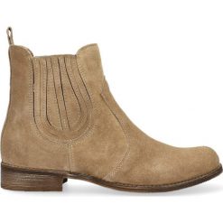 Botki brązowe zamszowe. Pomarańczowe botki damskie Arturo Vicci, ze skóry, eleganckie, na wysokim obcasie, na obcasie, bez zapięcia. Za 289,00 zł.