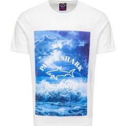 T-shirt PAUL&SHARK. Białe t-shirty męskie Paul and Shark, z nadrukiem, z bawełny, z okrągłym kołnierzem. Za 700,00 zł.