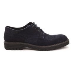 Trussardi półbuty męskie 1260 FORMIGONE ciemnoniebieskie 43. Niebieskie półbuty męskie Trussardi, bez wzorów, z zamszu, bez zapięcia. W wyprzedaży za 269,00 zł.