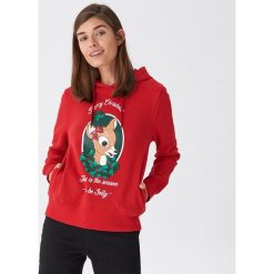 Bluza ze świątecznym motywem - Czerwony. Czerwone bluzy damskie House, s, bez wzorów, bez rękawów, bez kaptura. Za 89,99 zł.
