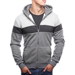 Bluza męska z kapturem w pasy szara Recea. Szare bluzy męskie Recea, xl, bez wzorów, z bawełny, z kapturem, bez rękawów, z kapturem. W wyprzedaży za 39,99 zł.