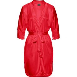 Szlafrok kimono bonprix czerwony. Czerwone szlafroki damskie bonprix, bez wzorów, z satyny, bez rękawów, bez kaptura. Za 99,99 zł.
