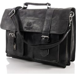 Włoska teczka skórzana vintage czarna Paolo Peruzzi 045TM - czarny. Czarne aktówki męskie bez wzorów, ze skóry, vintage. Za 339,99 zł.