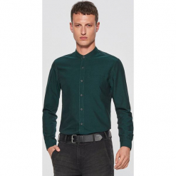 Gładka koszula ze stójką - Khaki. Brązowe koszule męskie na spinki Cropp, l, ze stójką. Za 79,99 zł.
