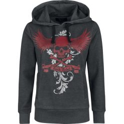 Rock Rebel by EMP Promises Bluza z kapturem damska szary. Szare bluzy damskie marki Rock Rebel by EMP, xl, z nadrukiem, bez rękawów, z kapturem. Za 224,90 zł.