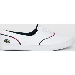 Lacoste - Tenisówki. Białe tenisówki damskie marki Lacoste, z gumy, na sznurówki. W wyprzedaży za 299,90 zł.