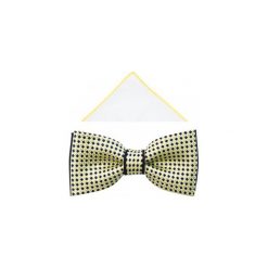 Żółto-granatowa mucha w granatowe kwadraty A37. Żółte muszki męskie Modini Moda Męska, na co dzień, bez wzorów, z tkaniny, eleganckie. Za 49,50 zł.