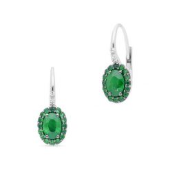 RABAT Kolczyki Złote - złoto 750, Brylant 0,04ct,szmaragd. Żółte kolczyki damskie W.KRUK, z brylantem, złote. W wyprzedaży za 9730,00 zł.