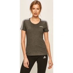 Adidas - T-shirt. Szare topy damskie Adidas, s, bez wzorów, z bawełny, z okrągłym kołnierzem. Za 99,90 zł.