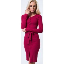 Sukienka z prążkownego materiału bordowa 1604. Czerwone sukienki Fasardi, l. Za 64,00 zł.