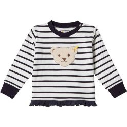 Bluza w kolorze granatowo-białym. Czarne bluzy niemowlęce Steiff, z aplikacjami, z bawełny, bez rękawów, bez kaptura. W wyprzedaży za 49,95 zł.
