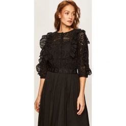 Dkny - Koszula. Czarne bluzki damskie DKNY, s, w koronkowe wzory, z bawełny, casualowe, bez kołnierzyka, bez rękawów. W wyprzedaży za 449,90 zł.
