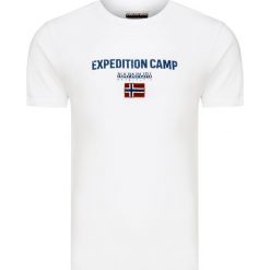T-shirt NAPAPIJRI SONTHE. Białe t-shirty męskie Napapijri, z nadrukiem, z bawełny, z okrągłym kołnierzem. W wyprzedaży za 144,00 zł.