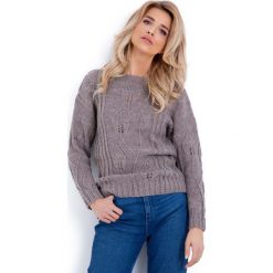Latte Klasyczny Sweter z Ażurowym Wzorem. Pomarańczowe piżamy damskie marki Molly.pl, uniwersalny, bez wzorów, z jeansu, klasyczne, bez rękawów, długie, bez kaptura. Za 89,90 zł.