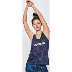Desigual Sport - Top. Niebieskie topy damskie marki Desigual Sport, s, bez wzorów, z poliesteru, z okrągłym kołnierzem. Za 129,90 zł.