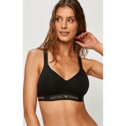 Emporio Armani - Biustonosz sportowy. Czarne biustonosze sportowe damskie Emporio Armani, s, z nadrukiem, z elastanu. Za 259,90 zł.
