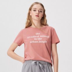 T-shirt z hasłem - Różowy. Różowe t-shirty damskie Sinsay, s, bez wzorów, bez kołnierzyka. Za 9,99 zł.