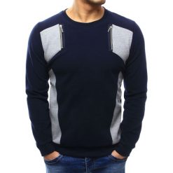 Swetry klasyczne męskie: Sweter męski granatowy (wx1026)
