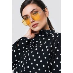 Okulary przeciwsłoneczne damskie: NA-KD Trend Kwadratowe okulary przeciwsłoneczne – Yellow