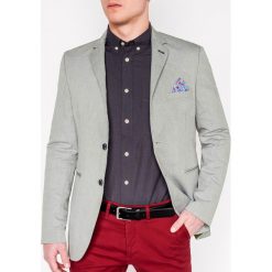 Marynarka męska casual M118 - zielona. Zielone marynarki męskie Ombre Clothing, m, bez wzorów, z bawełny, casualowe. Za 89,00 zł.