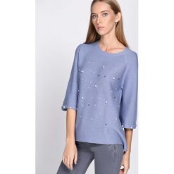 Swetry klasyczne damskie: Niebieski Sweter Animal Print