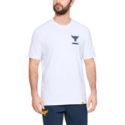 Under Armour Project Rock BSR Koszulka Biały. Białe podkoszulki męskie Under Armour, xxl, z nadrukiem, z elastanu, rockowe, bez kołnierzyka, z krótkim rękawem, krótkie. Za 171,95 zł.