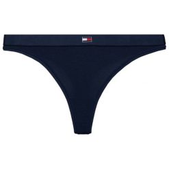 Stringi TOMMY HILFIGER Thong UW0UW01051. Niebieskie stringi damskie TOMMY HILFIGER, xs, bez wzorów, z elastanu. Za 79,00 zł.