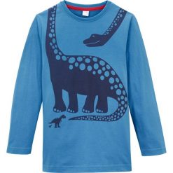 Shirt z długim rękawem i nadrukiem dinozaura bonprix błękitny. Niebieskie t-shirty chłopięce bonprix, z nadrukiem, z długim rękawem. Za 29,99 zł.