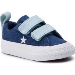 Tenisówki CONVERSE - One Star 2V Ox 760763C Navy/Ocean Bliss/White. Niebieskie trampki chłopięce Converse, bez wzorów, z gumy, retro, na rzepy. W wyprzedaży za 149,00 zł.