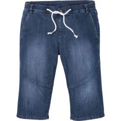 Długie bermudy dżinsowe w wygodnym fasonie bonprix ciemny denim "used". Niebieskie jeansy męskie bonprix, m, bez wzorów, z jeansu, długie. Za 89,99 zł.