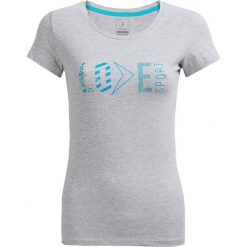 T-shirt damskie TSD604 - ciepły jasny szary - Outhorn. Szare koszulki damskie Outhorn, z nadrukiem, z bawełny, bez kołnierzyka. W wyprzedaży za 24,99 zł.