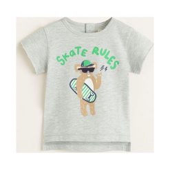 Mango Kids - T-shirt dziecięcy Koala 80-104 cm. Szare t-shirty chłopięce marki Mango Kids, z nadrukiem, z bawełny, bez rękawów. Za 35,90 zł.