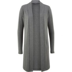Długi shirt bez zapięcia bonprix szary melanż. Szare koszulki damskie marki bonprix, bez wzorów, bez kołnierzyka, z długim rękawem. Za 74,99 zł.