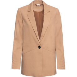Żakiet oversize bonprix pudrowy beż. Brązowe żakiety damskie bonprix, bez wzorów. Za 149,99 zł.