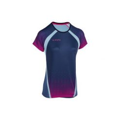 Koszulka krótki rękaw do siatkówki V500 damska, niebieska. Niebieskie t-shirty damskie marki KIPSTA, xl, z elastanu. Za 49,99 zł.