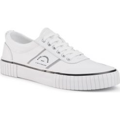 Trampki KARL LAGERFELD - KL60215 White. Białe półbuty damskie KARL LAGERFELD, na co dzień, bez wzorów, z gumy, bez obcasa, na płaskiej podeszwie, bez zapięcia. W wyprzedaży za 429,00 zł.