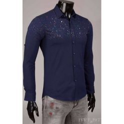 Męska koszula ELTON NAVY. Niebieskie koszule męskie Męska koszula ELTON NAVY, s, bez wzorów, bez kołnierzyka, bez rękawów. W wyprzedaży za 59,00 zł.