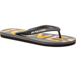 Japonki JACK&JONES - Jfwlogo 12150586 Asphalt. Czarne klapki męskie Jack&Jones, bez wzorów, z tworzywa sztucznego. Za 49,00 zł.